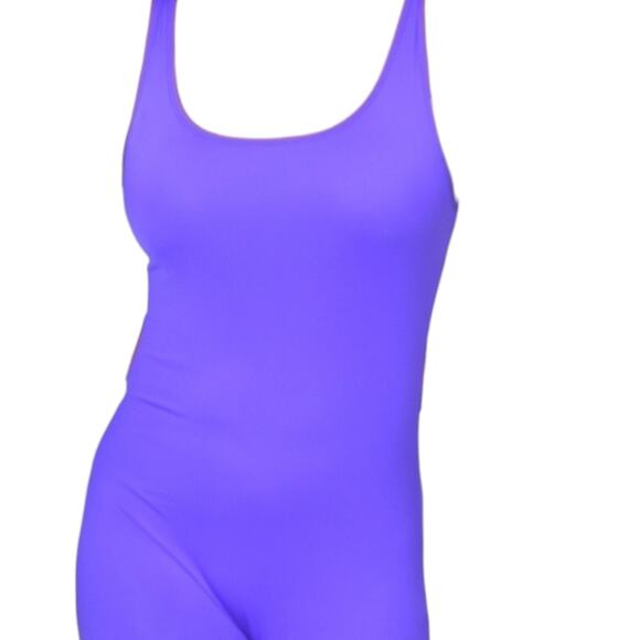 Nylon Unitard Purple Catsuit Spandex Shiny Retro Tank Full Length USA Size Large - Picture 4 of 15